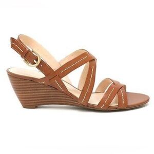 Franco Sarto Wenny Leather Shoe, Size 9, Stacked Wedged Heel, Never Worn, Brown